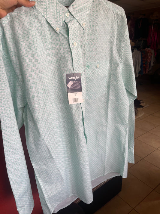 Wrangler Men’s Western Classic Turquoise LS