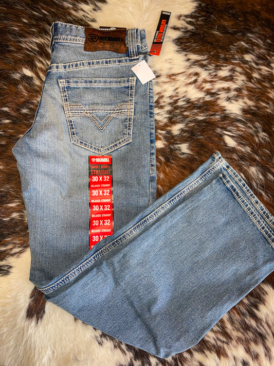 Rock&Roll Denim 2-Tone Double Barrel Straight Jeans - Medium Wash