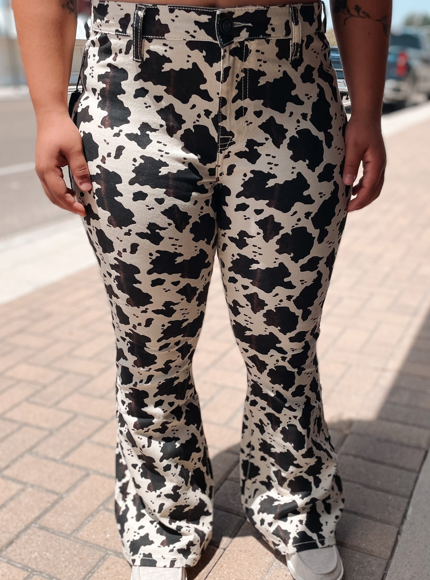 Rock & Roll Denim Cowhide Button Flare