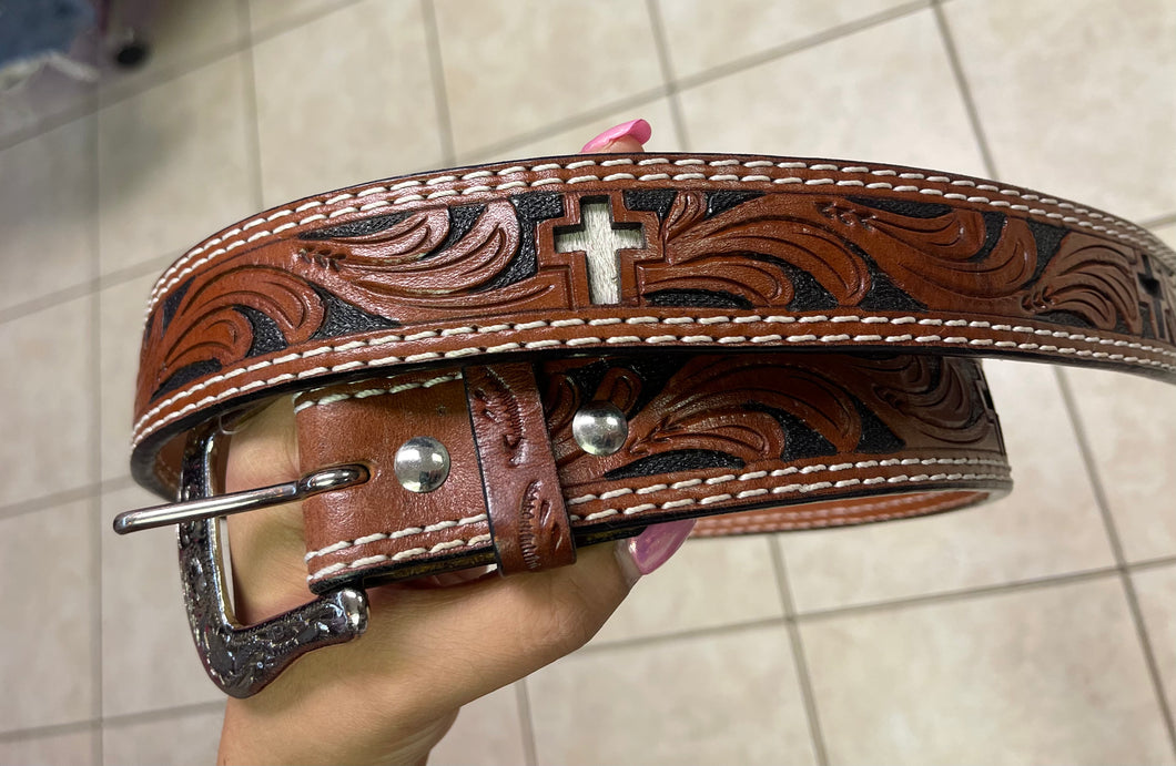 Men’s Ranger Belt CO Tooled Cross Belt
