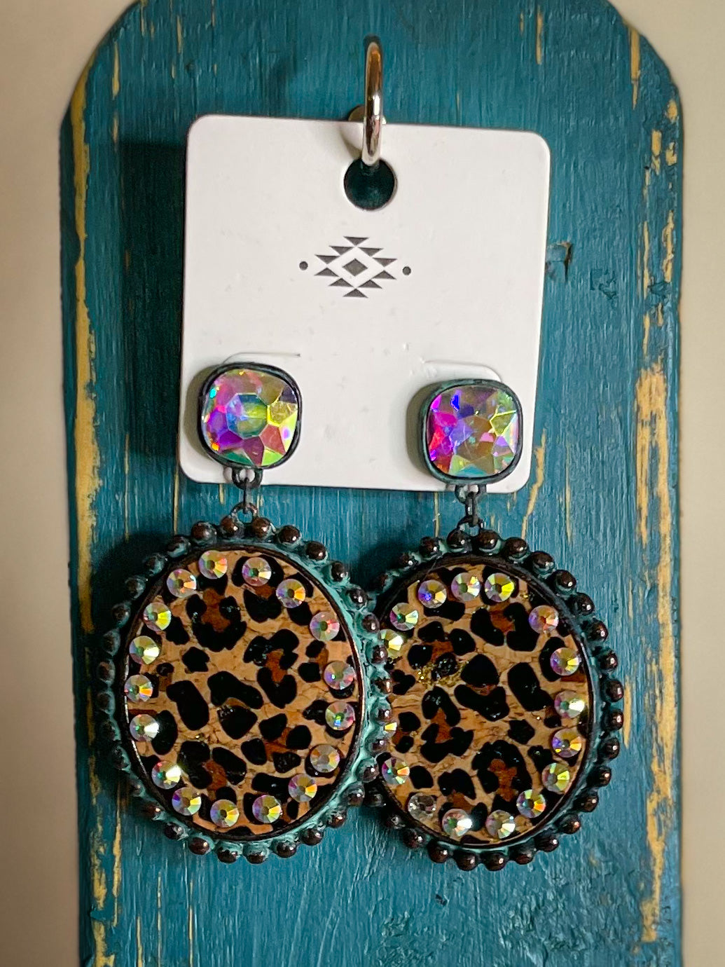 Patina Leopard Rhinestone Earrings