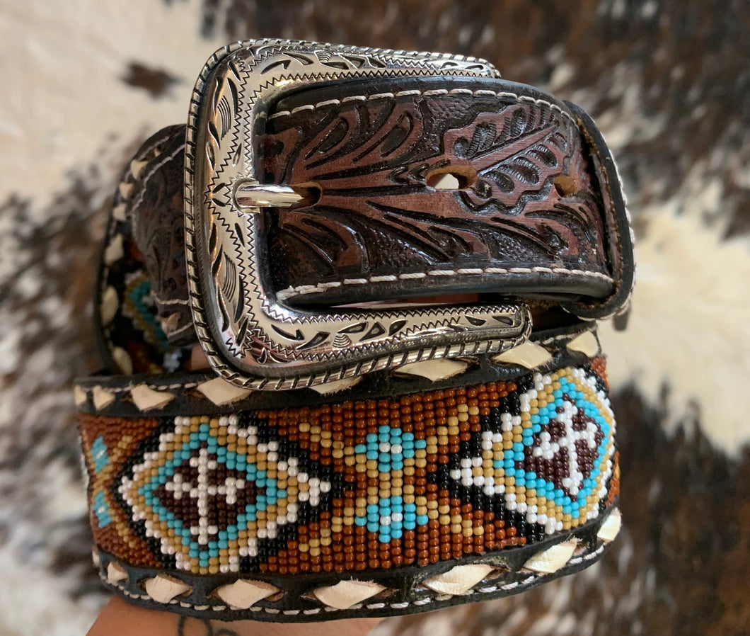 Nocona Men's Diamond Cross Beaded Belt