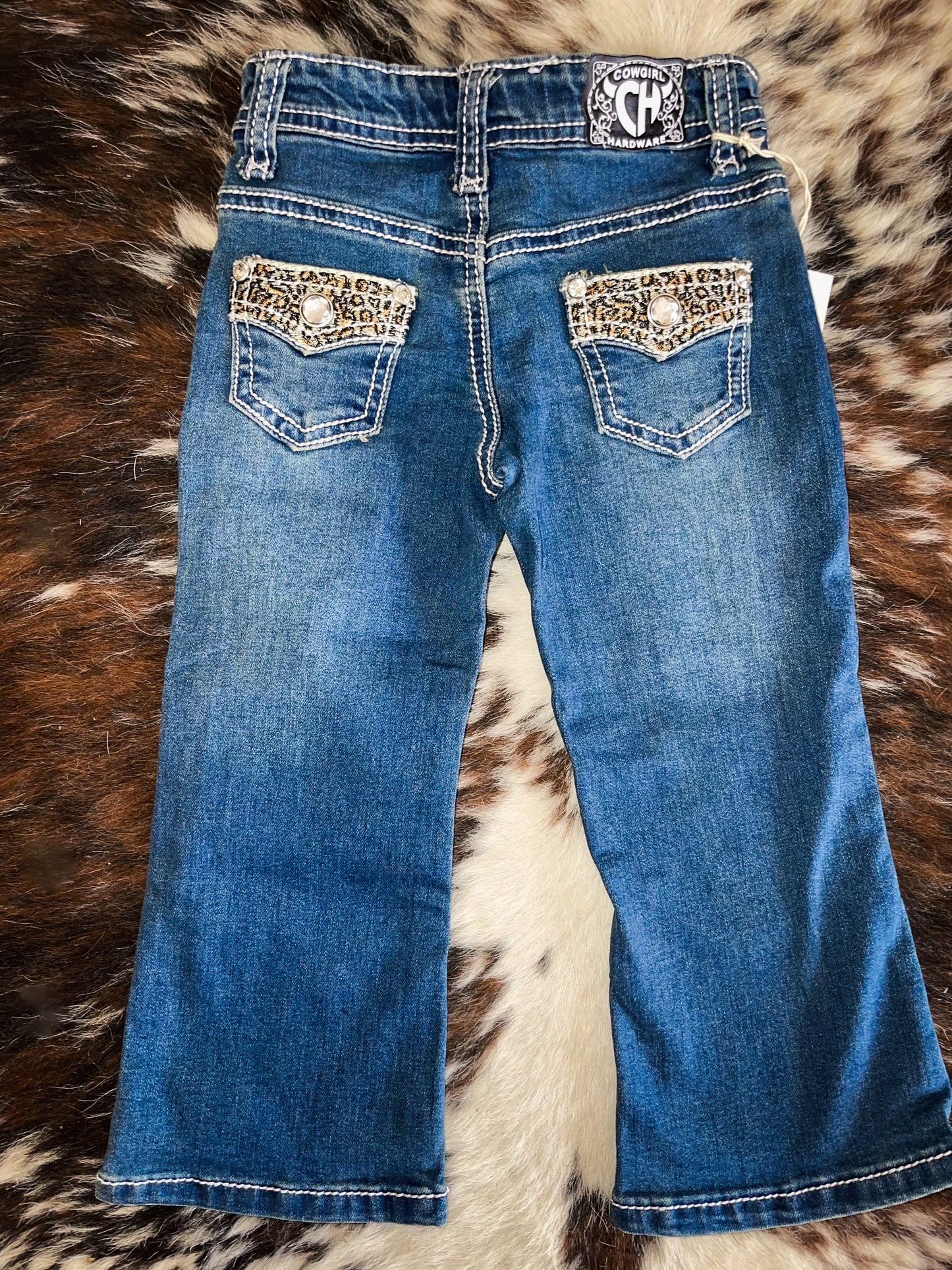 Toddler & Youth Cowgirl Hardware Leopard Flap Jeans