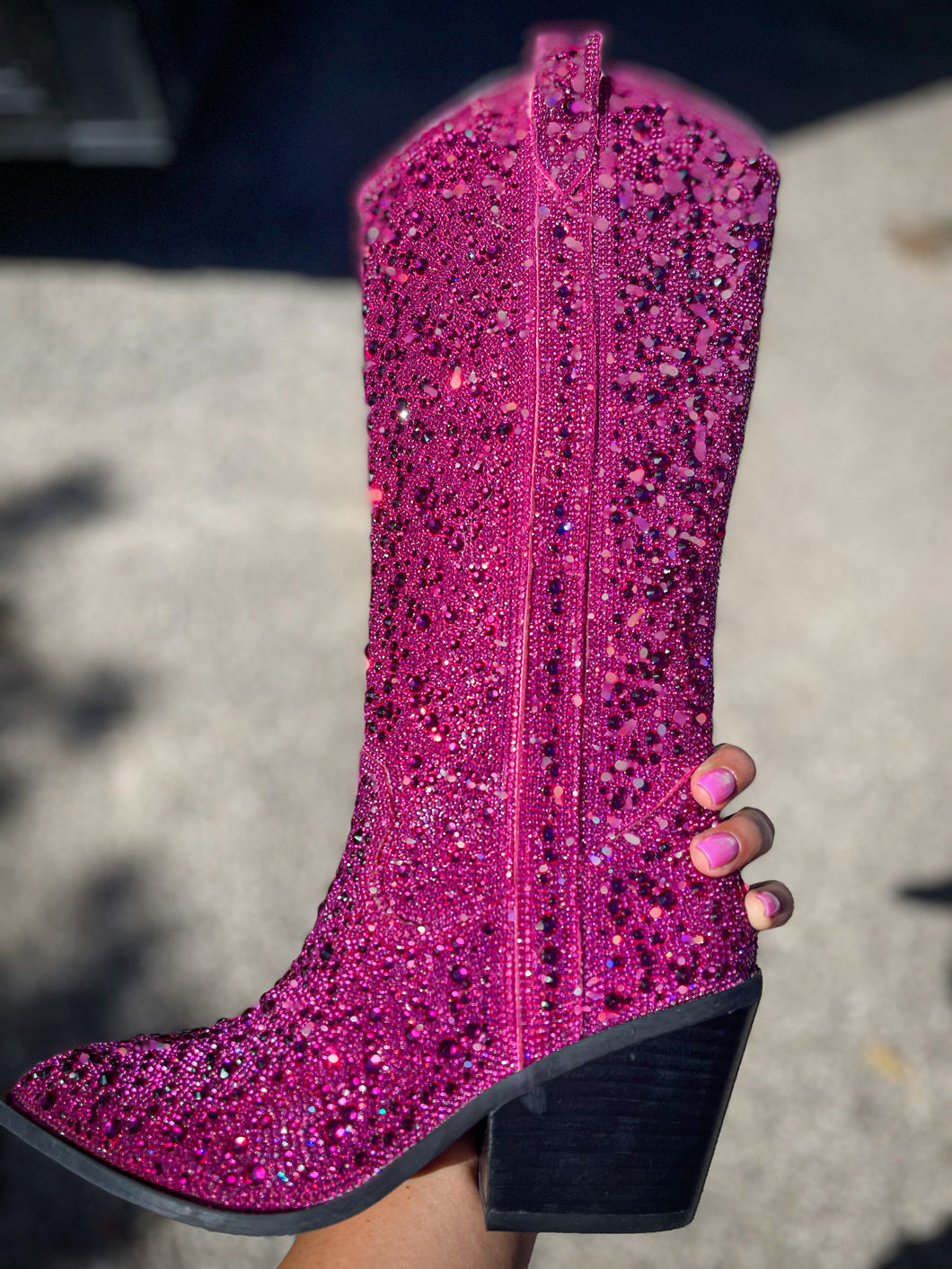 Fuchsia Rhinestone Boots