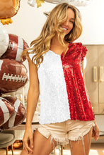 Load image into Gallery viewer, White &amp; Red Sequin Top
