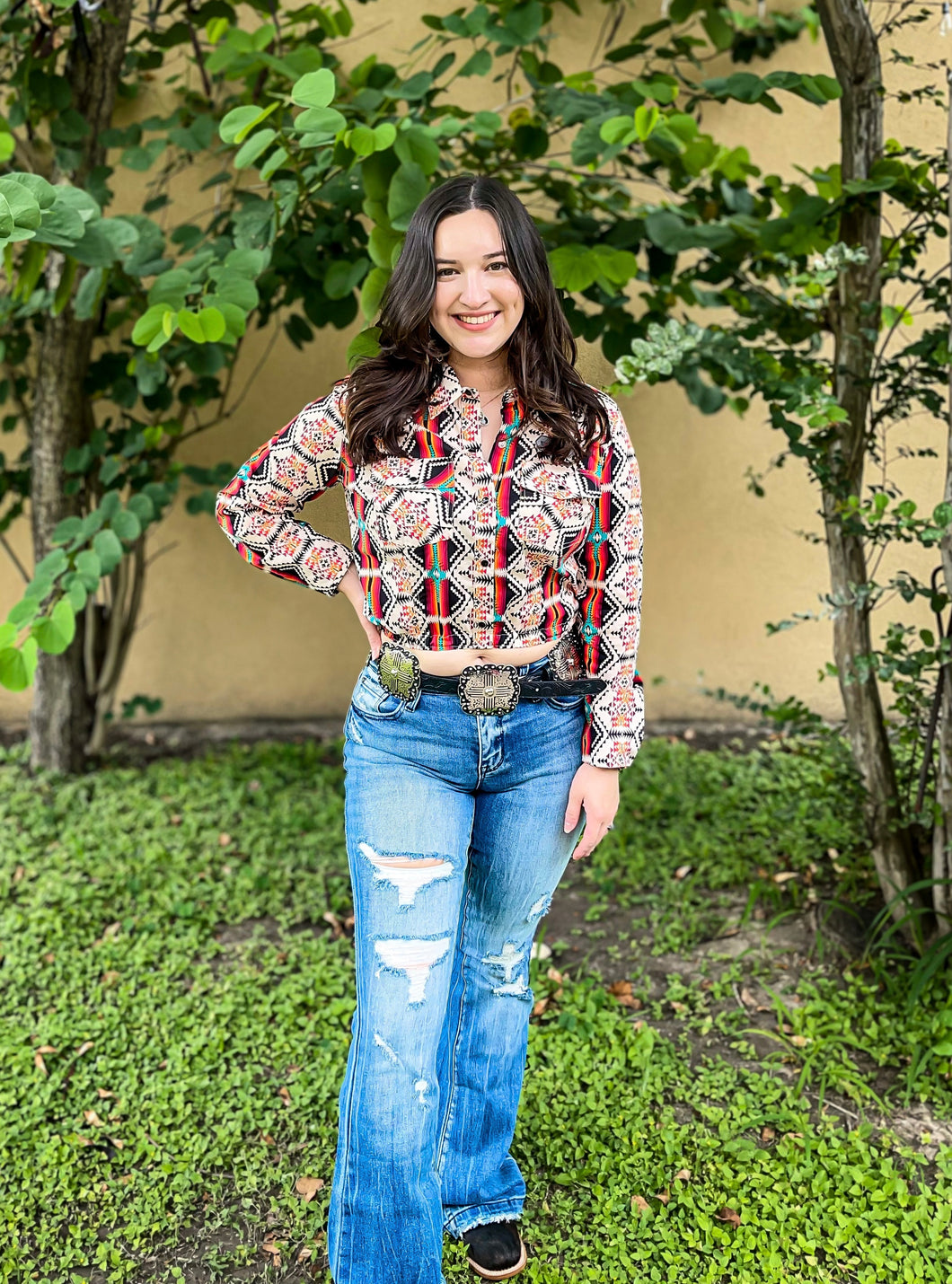 R&R Neon Aztec Custom Crop
