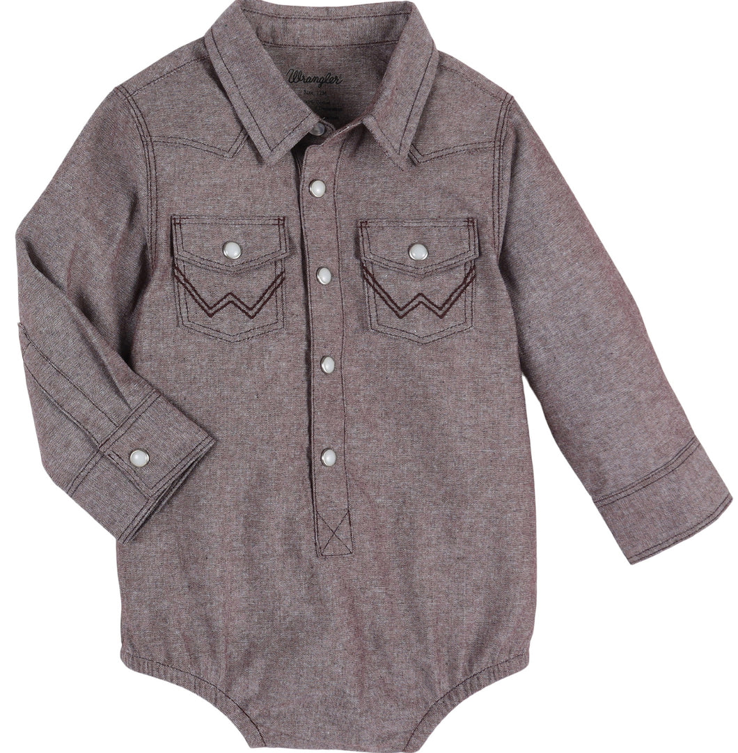 Wrangler Baby Maroon Pearl Snap LS
