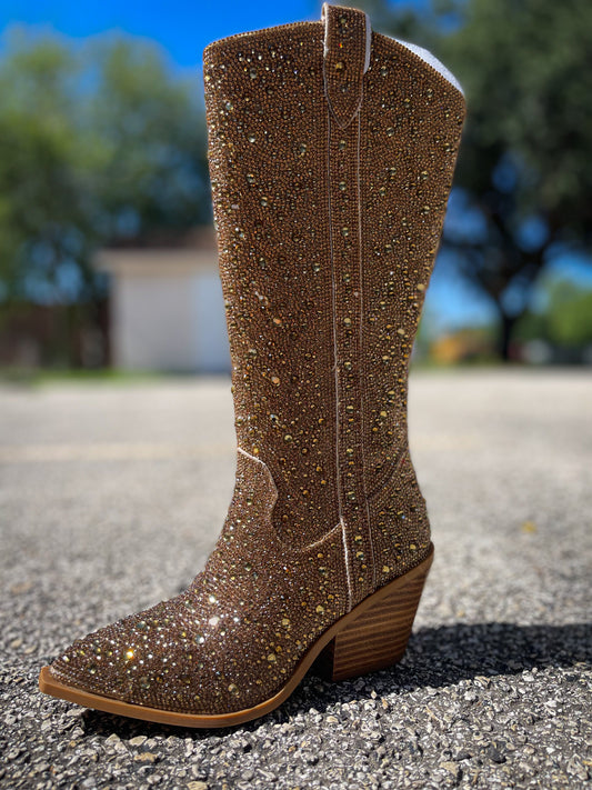 Gold Rhinestone Boots