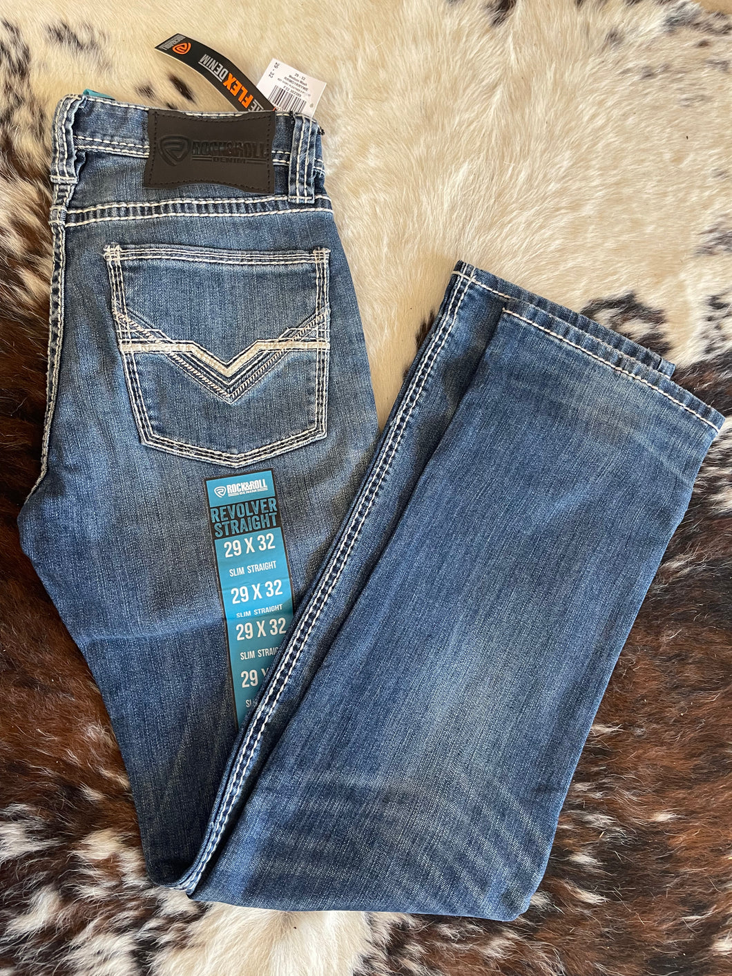 Rock & Roll Men's Medium Wash Revolver Straight Jeans