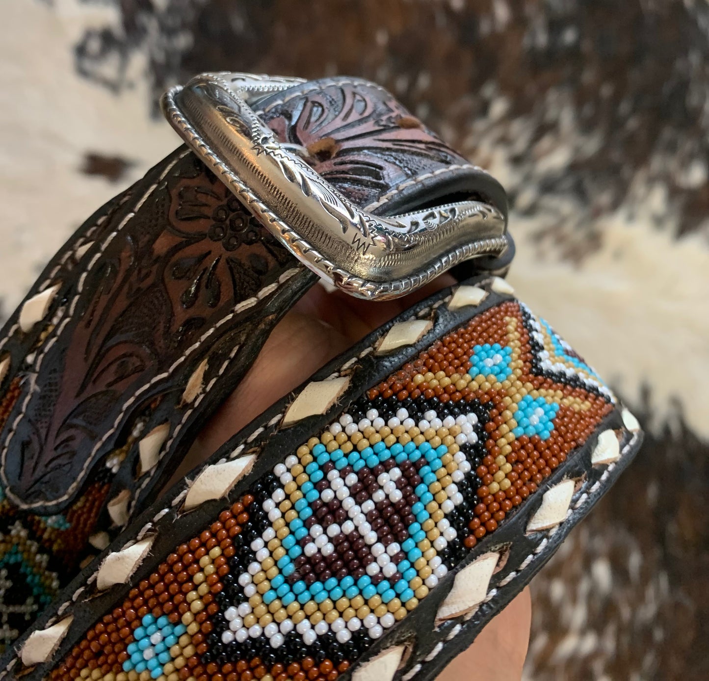 Nocona Men's Diamond Cross Beaded Belt