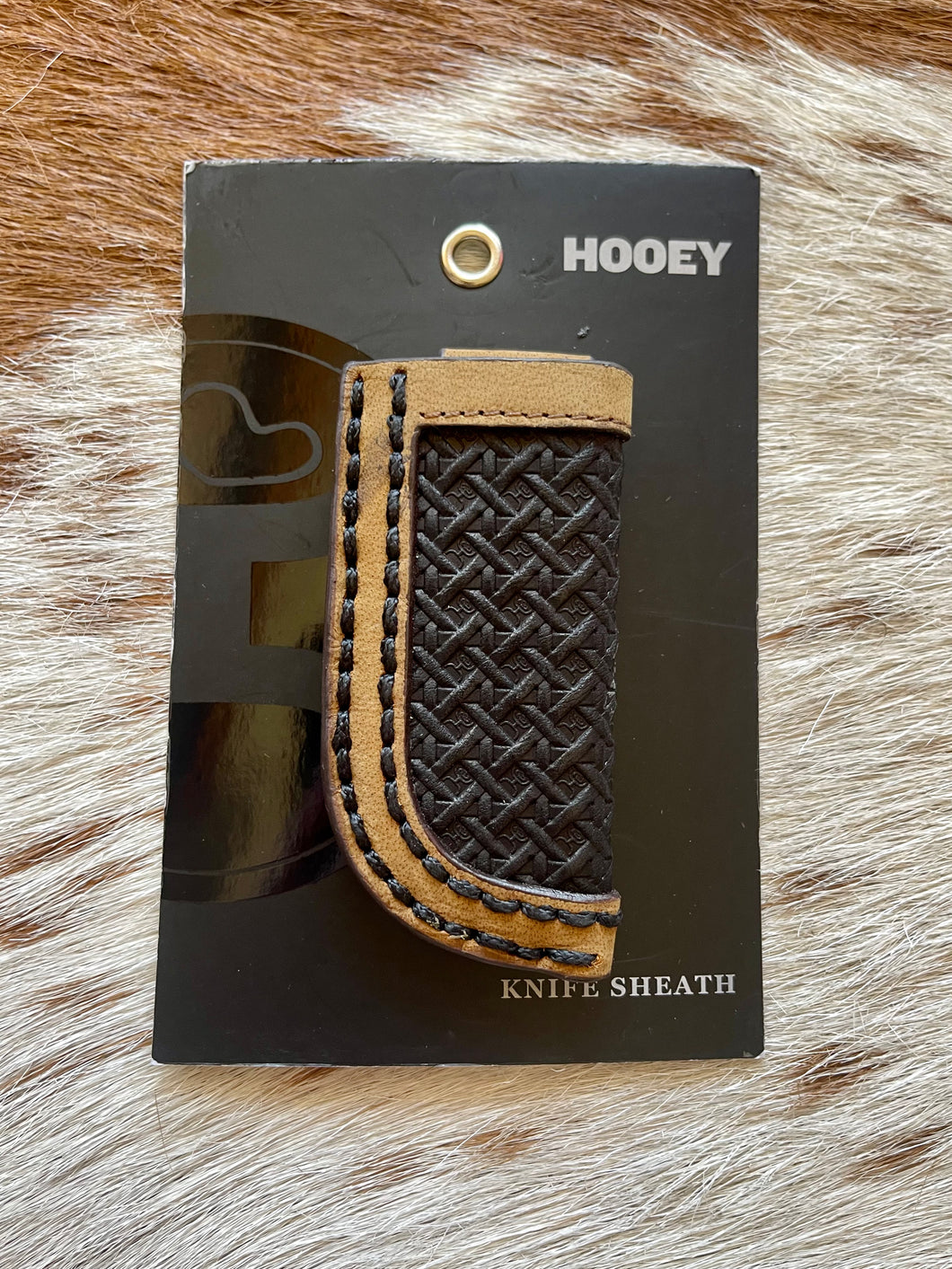 Hooey 'Hands Up Basket Weave' Embossed Leather Knife Sheath