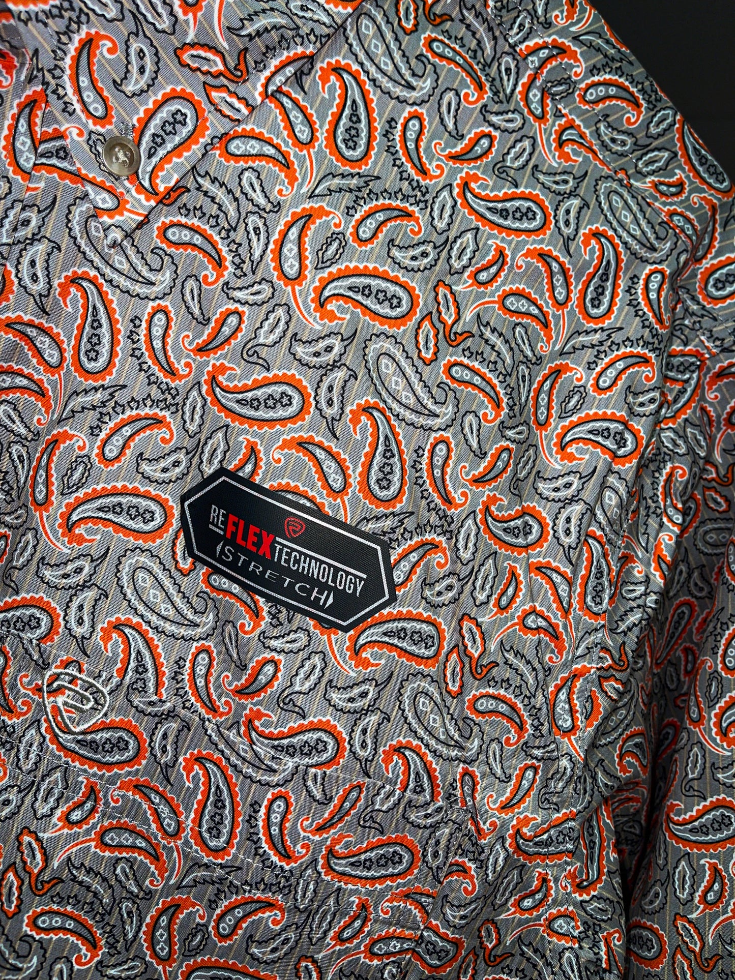Rock & Roll Denim Paisely Woven Orange LS