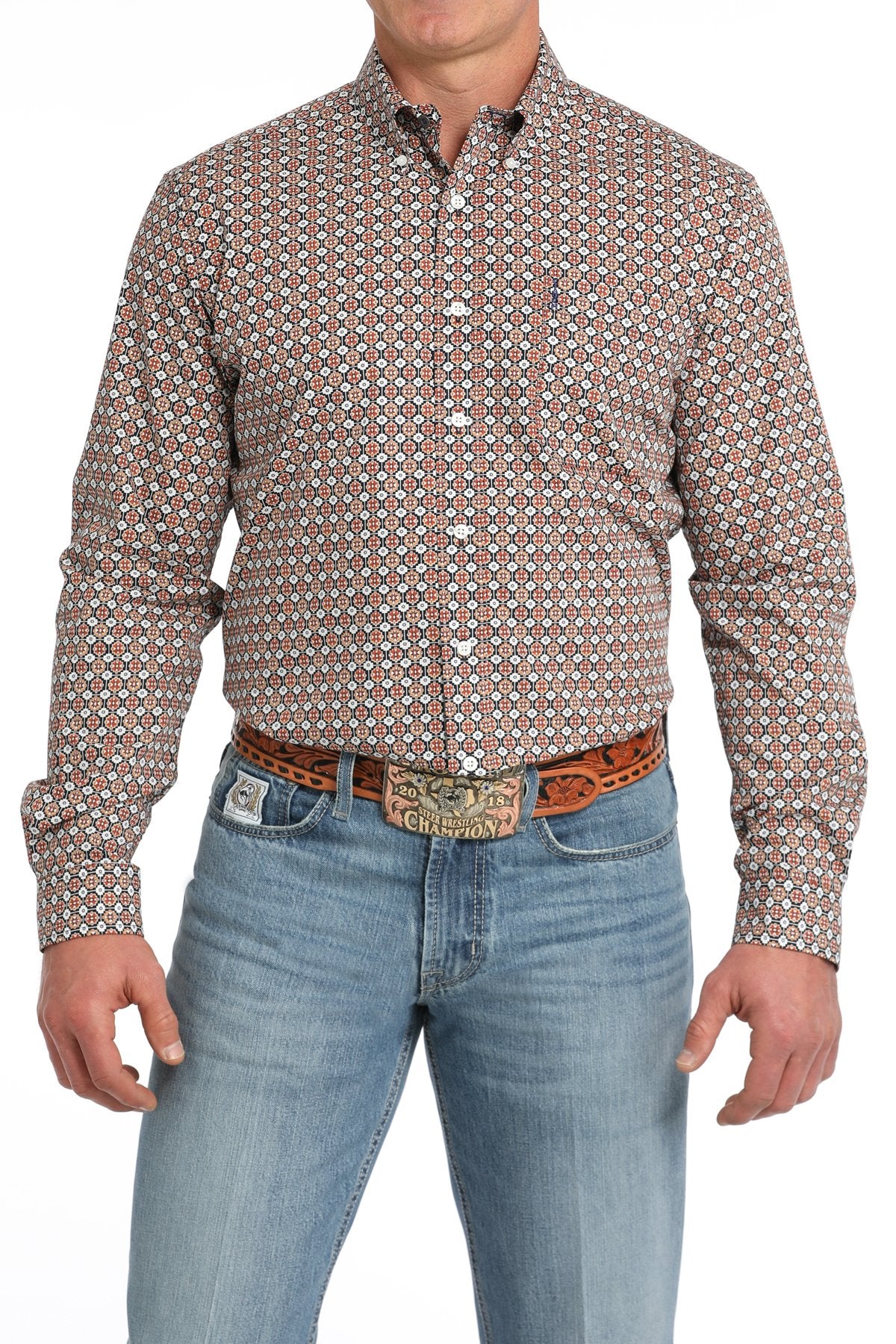 Men's Cinch Rust Medallion L/s Button-up