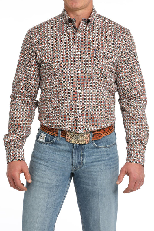 Men's Cinch Rust Medallion L/s Button-up