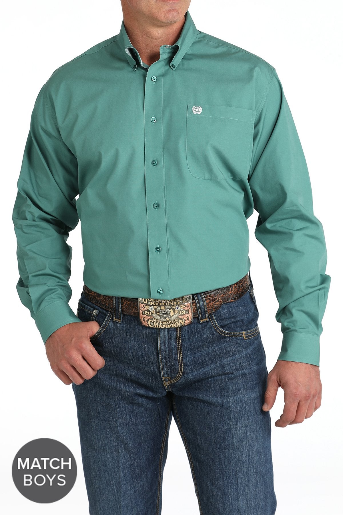 Cinch Men's Solid Sage Green LS
