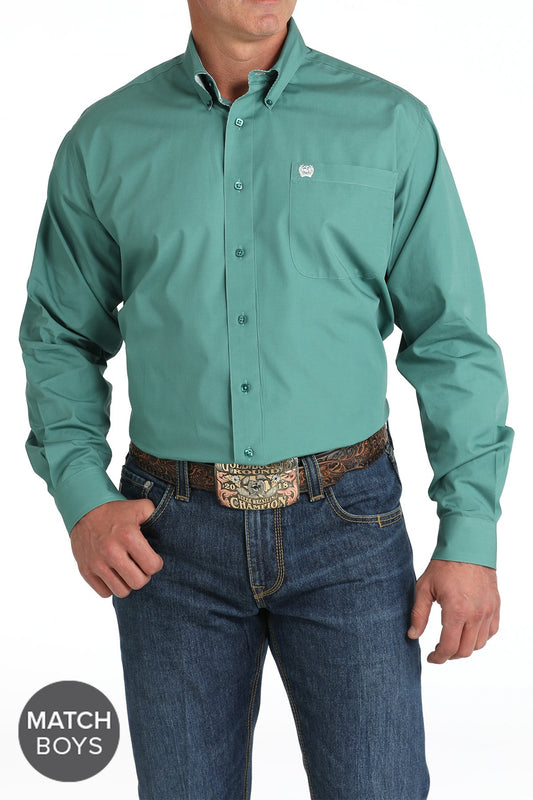 Cinch Men's Solid Sage Green LS