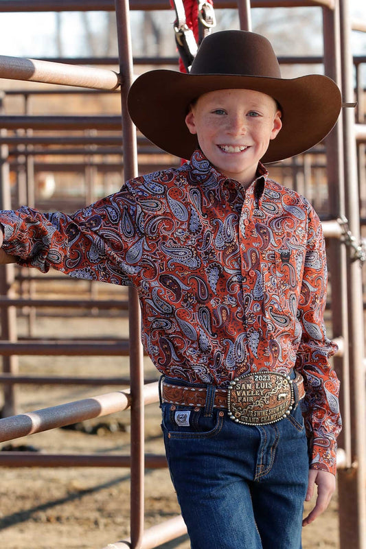 Cinch Youth Boy's Fall Paisley Button-up L/s