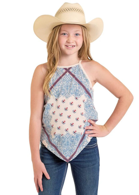 Rock & Roll Girl's Navy/Red Bandana Top
