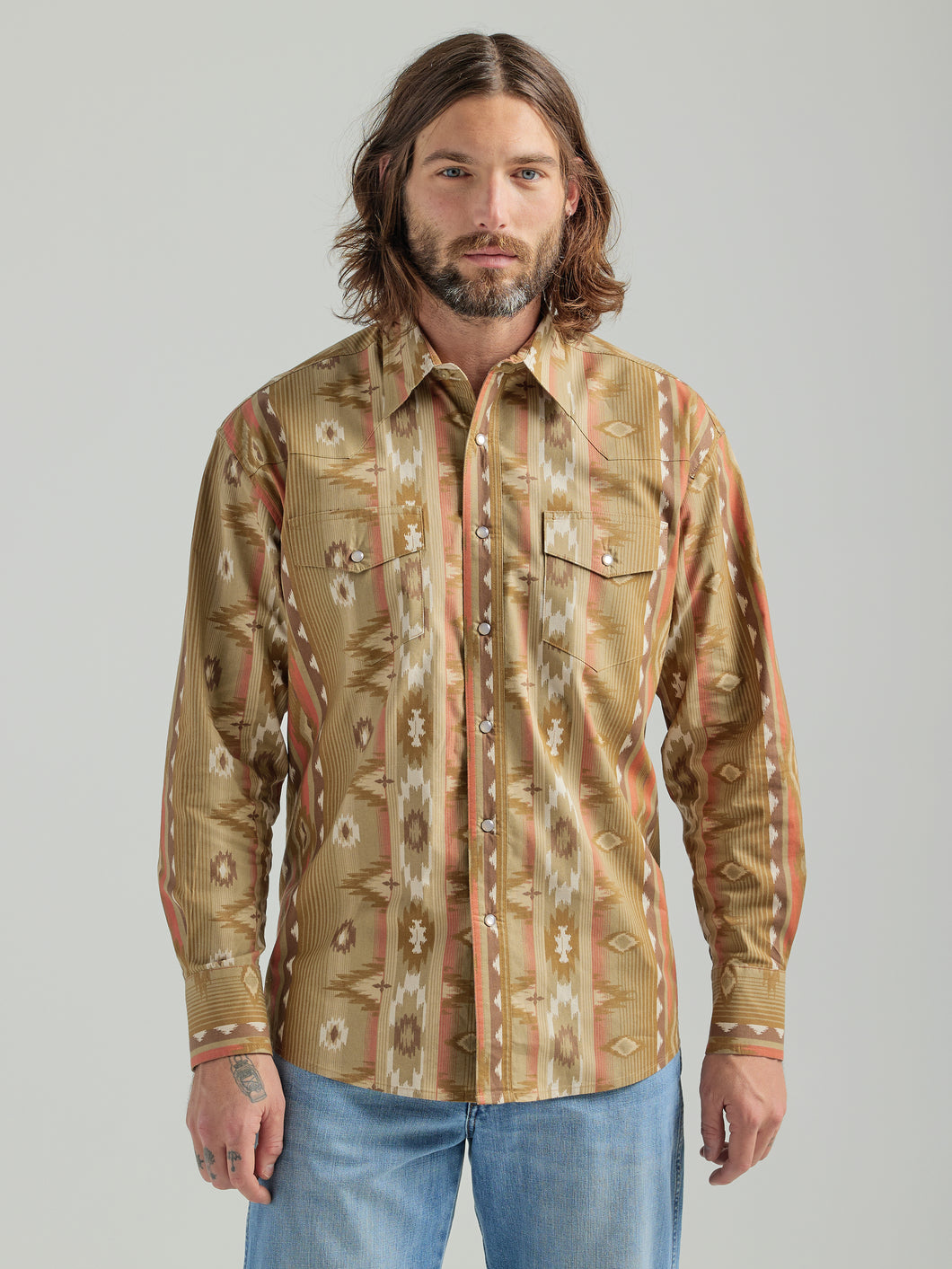 Wrangler Men's Brown Checotah Ls