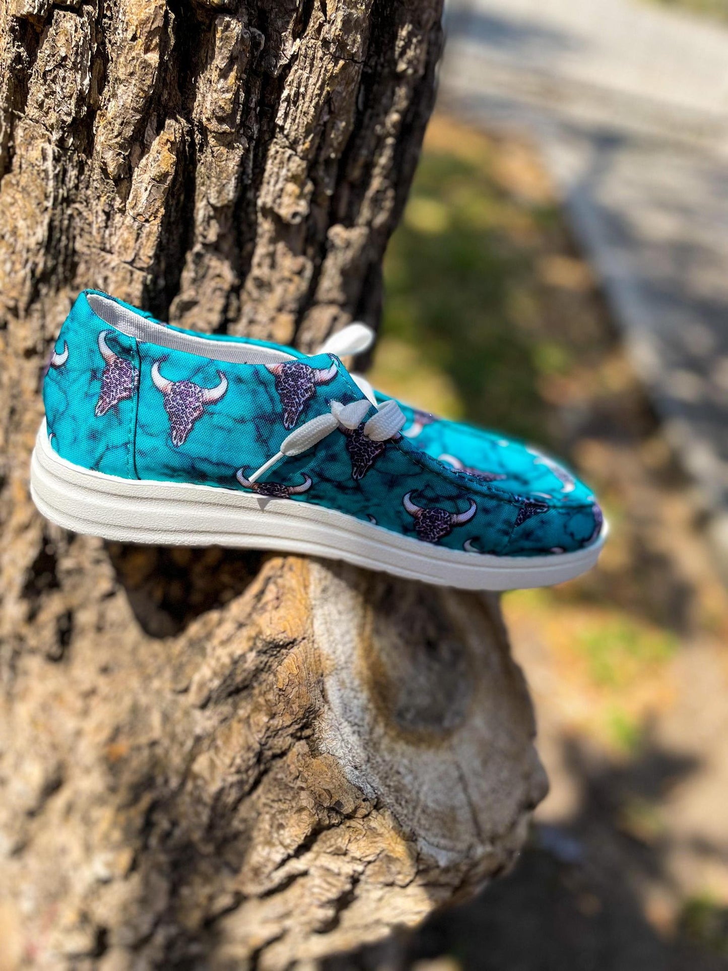 Blue Leopard Bull Slip-ons
