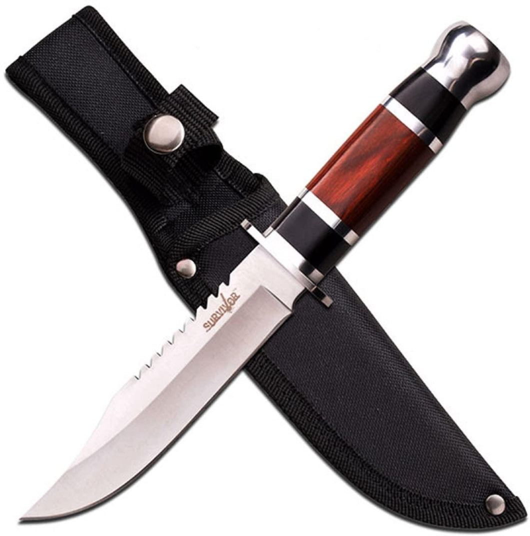 Survivor Bushcraft Knife w/Wood handle