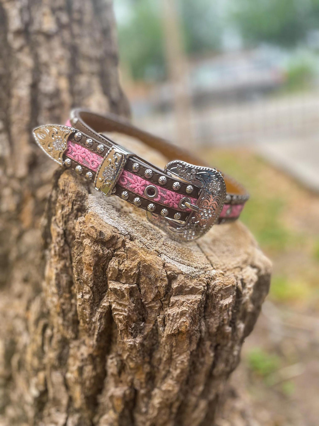 Girls Pink Lace Ariat Belt