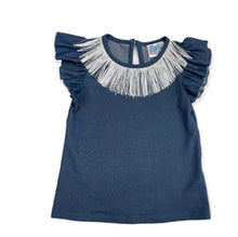 Load image into Gallery viewer, Girl&#39;s Shea Baby Denim Fringe Shirt
