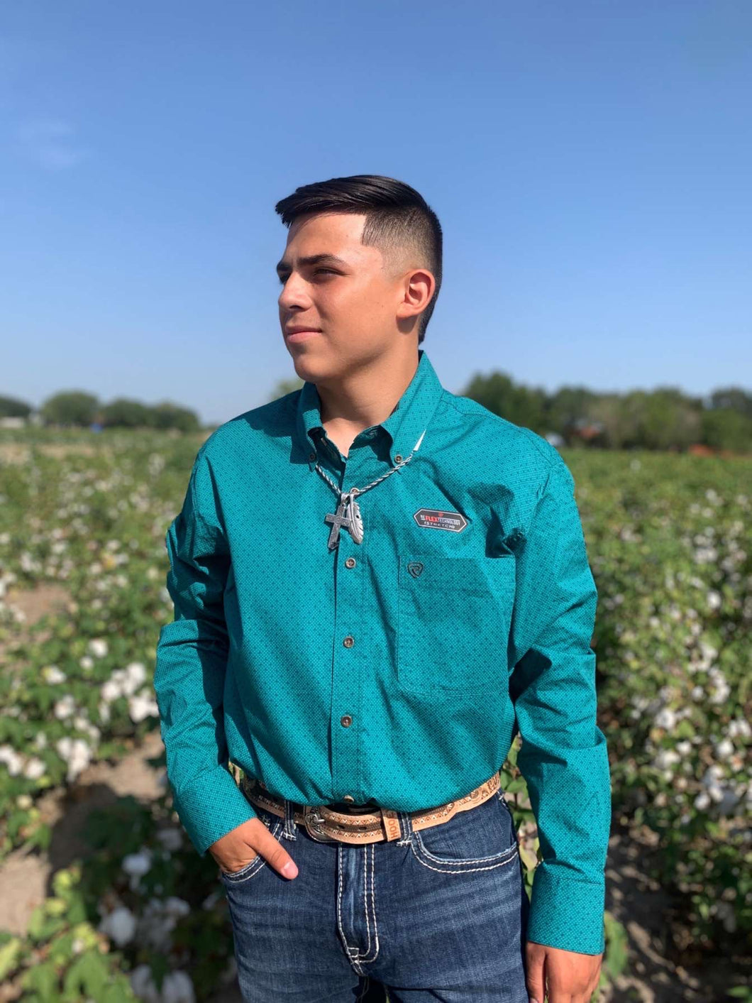 Rock & Roll Men's Ls Teal Button Down