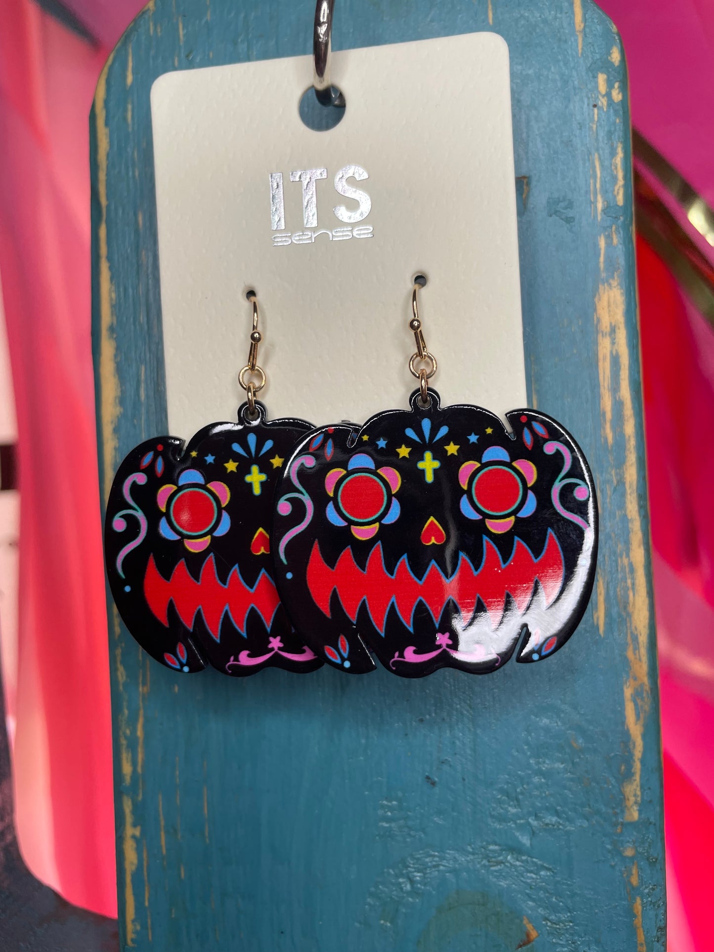 Pumpkin Sugar Skull Earrings