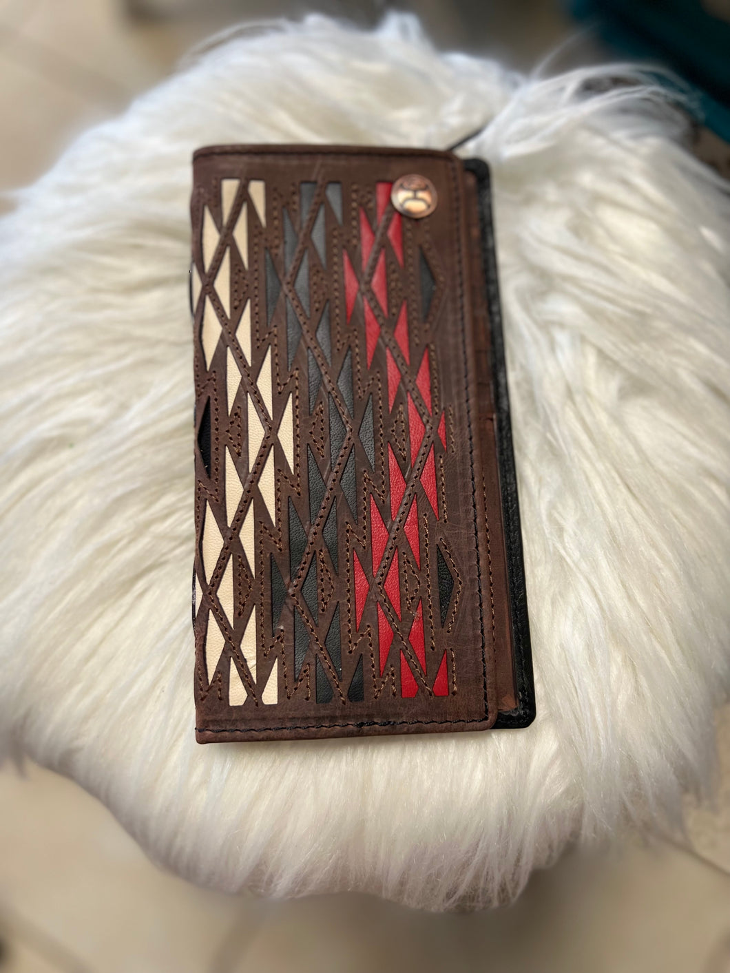 Laser Cut Aztec Print Leather Rodeo Wallet