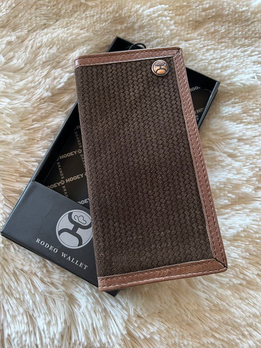 Hooey Basketweave Embossed Chocolate Roughout Rodeo Wallet