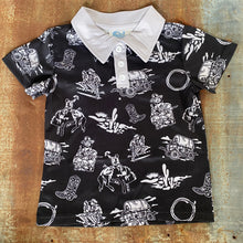 Load image into Gallery viewer, Boys Shea Baby Black Wild West Polo
