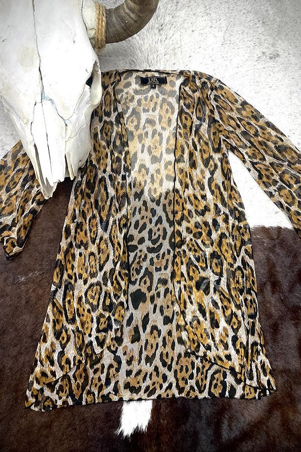 Girls Leopard Mesh Kimono