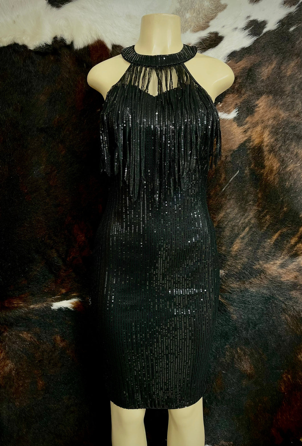 Sequin Stunner Fringe Dress