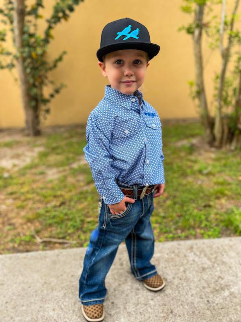 Boys Wrangler Ls Blue Logo