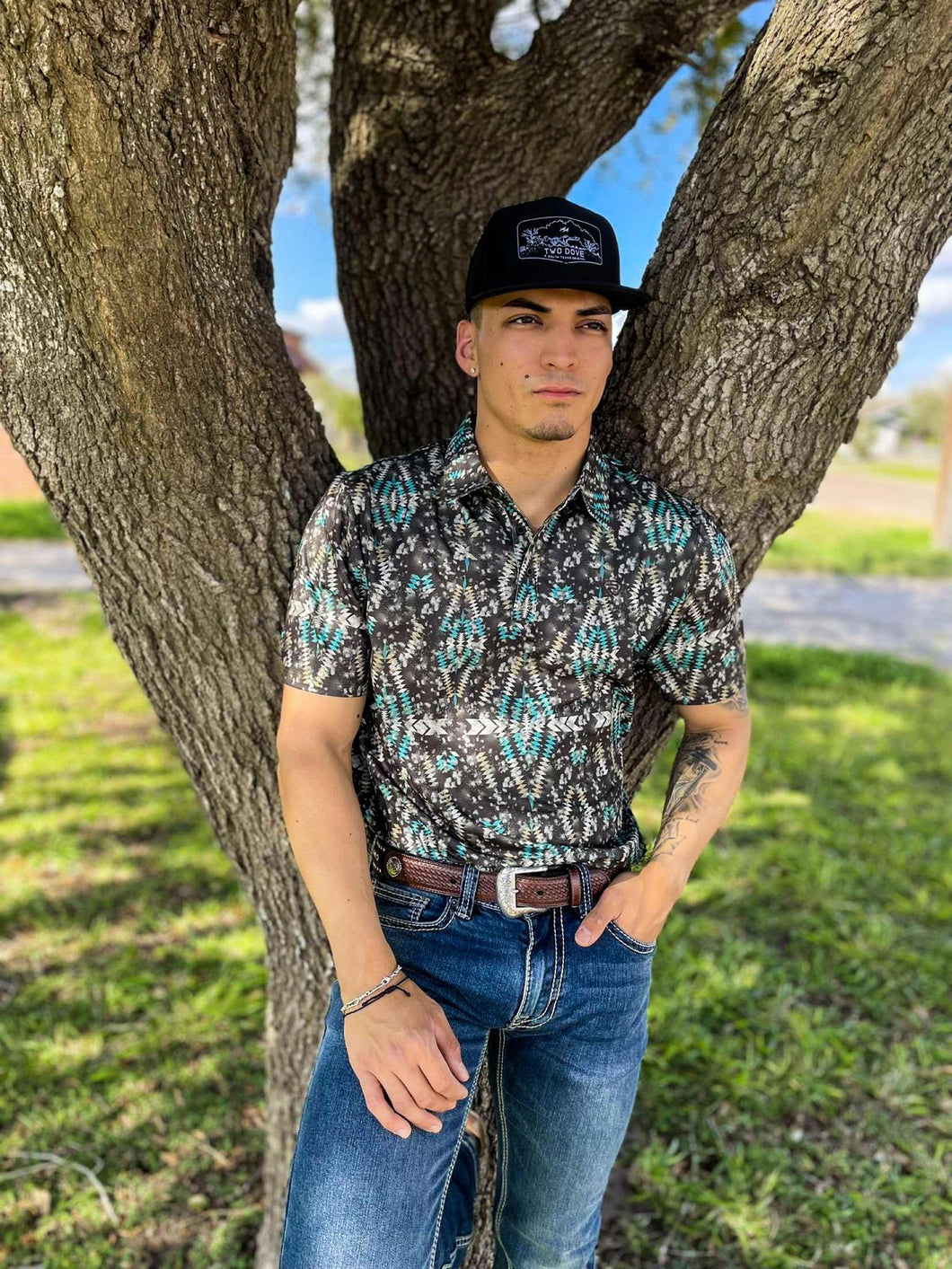 Panhandle Rock & Roll Brown Aztec Polo