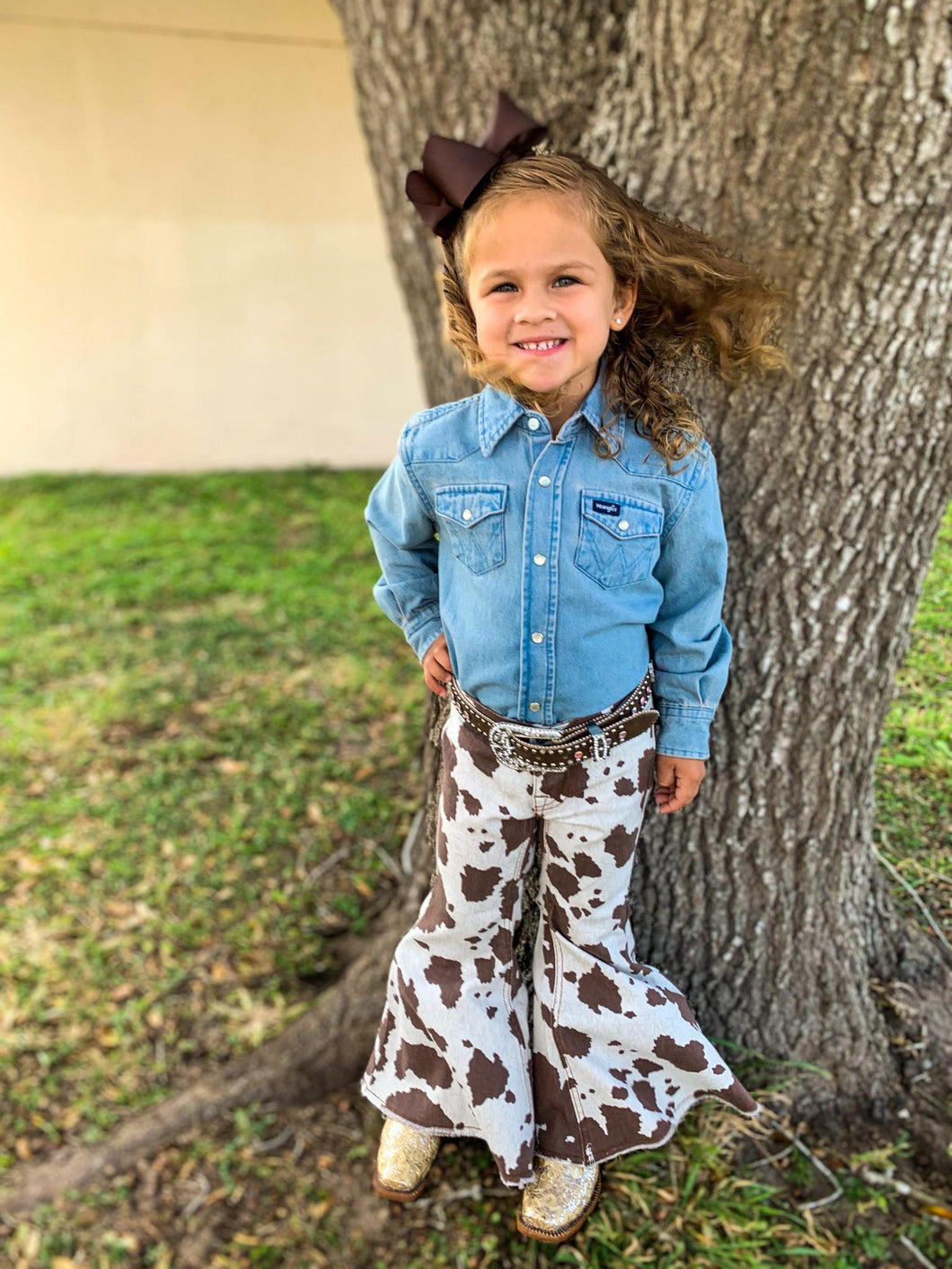 Girls Rock & Roll Cowhide Bellbottoms