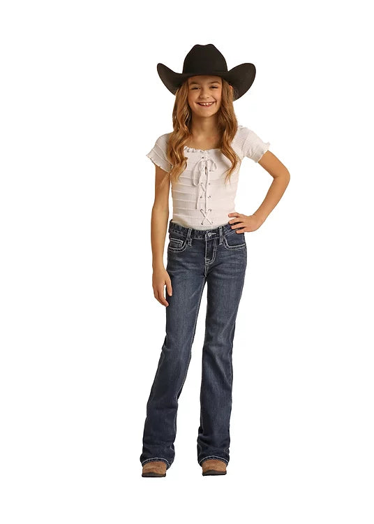 Rock & Roll Girl's Ivory Aztec Bootcut Jeans