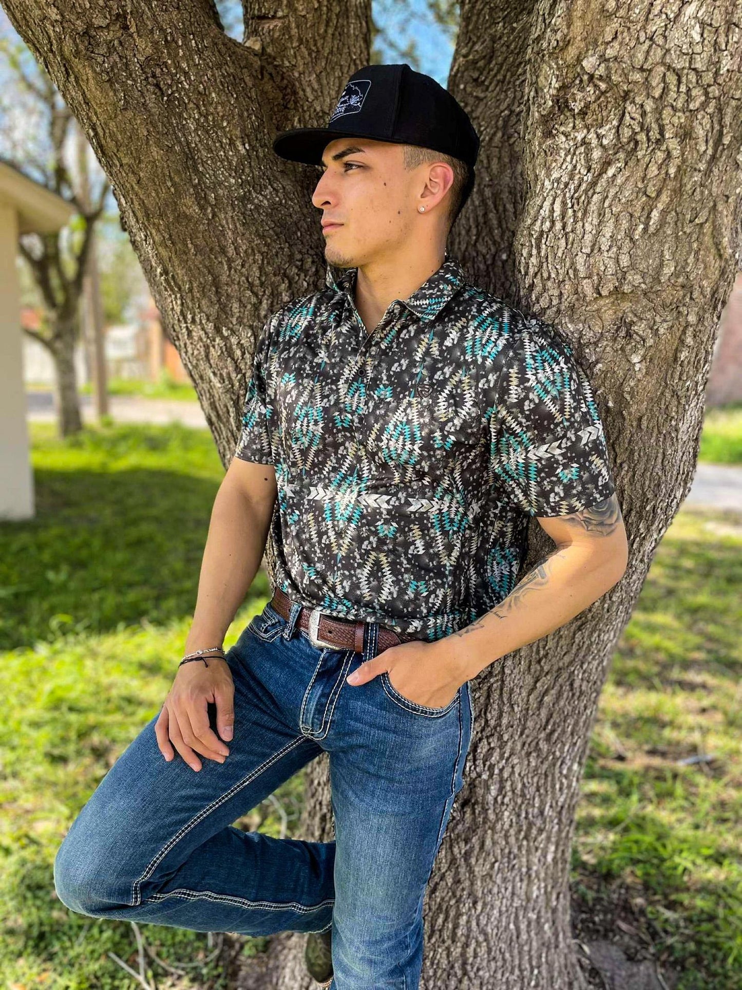 Panhandle Rock & Roll Brown Aztec Polo