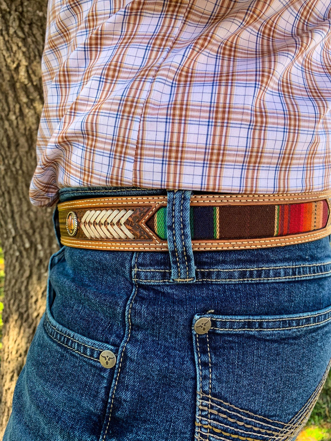 Nacona Men's Serape Tooled Belt
