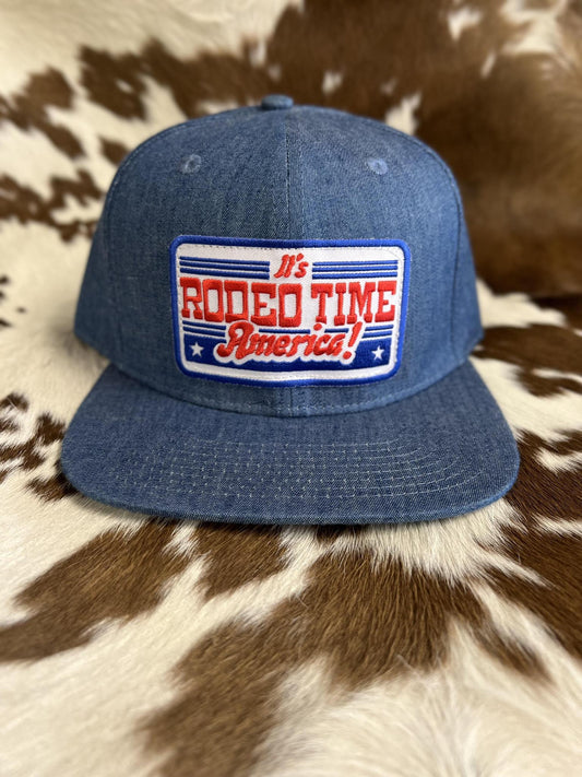 It's Rodeo Time America Denim Flatbill
