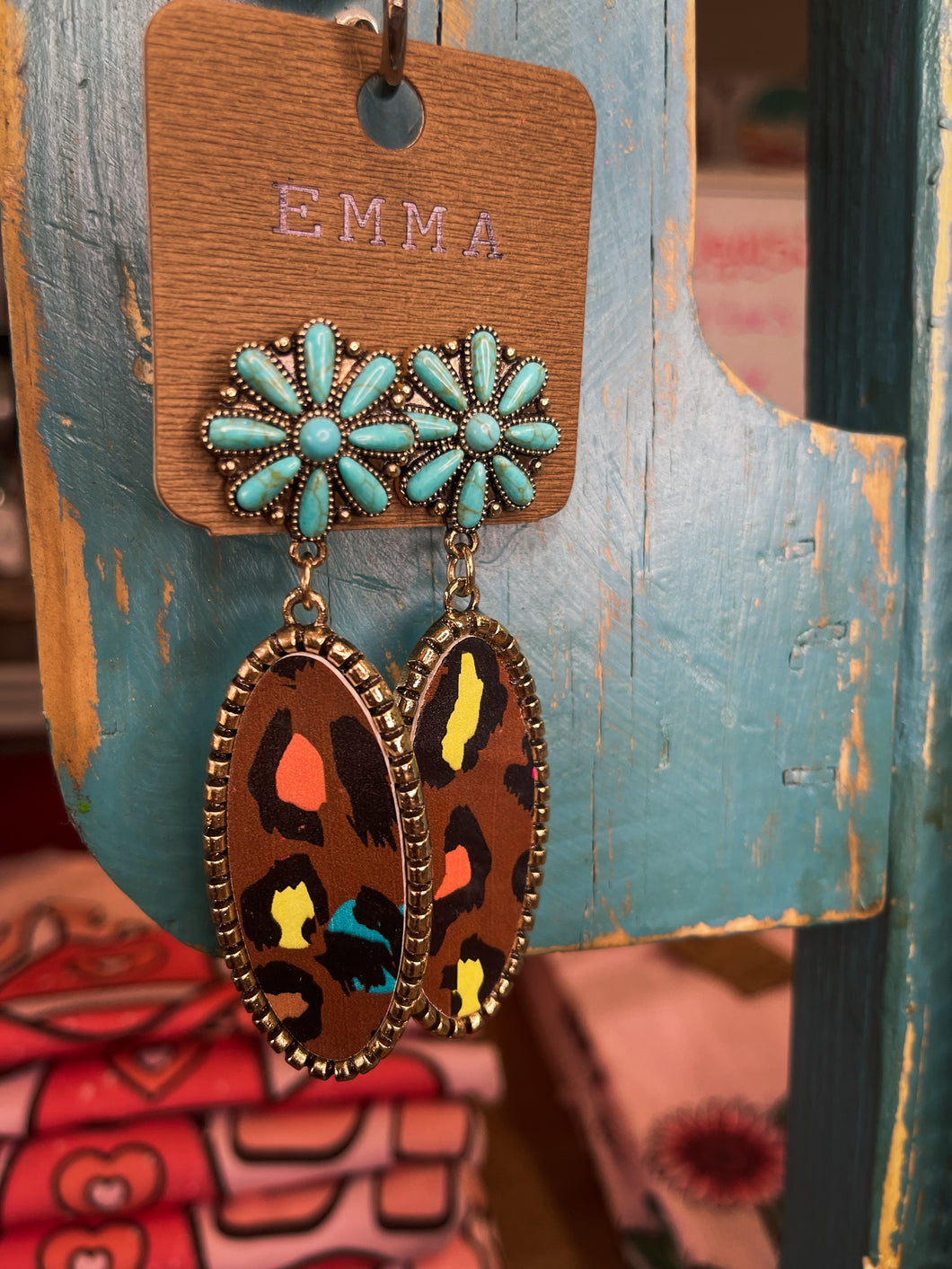 Leopard & Turquoise Earrings