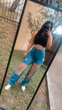 Load image into Gallery viewer, Denim Rhinestone Chain Pants - Dark Wash
