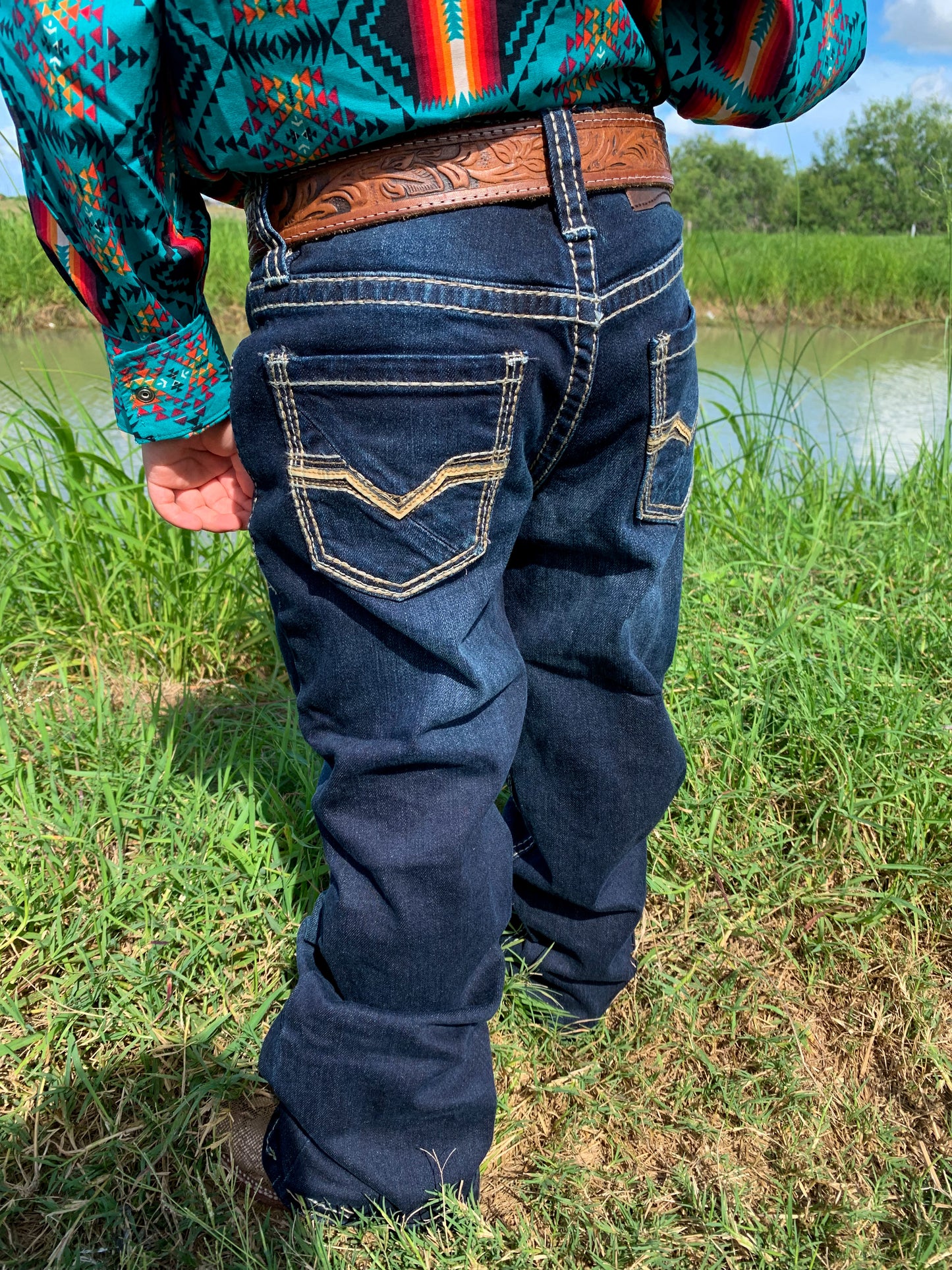 Rock & Roll Boy's Dark Wash Boot Cut Jeans ( BB Gun )