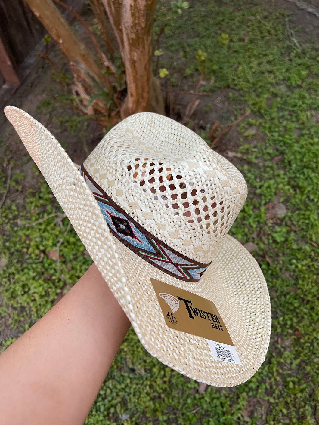 Aztec Band Twister Straw Hat