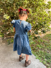 Load image into Gallery viewer, Youth Wrangler Denim Embroidered Flower Dress
