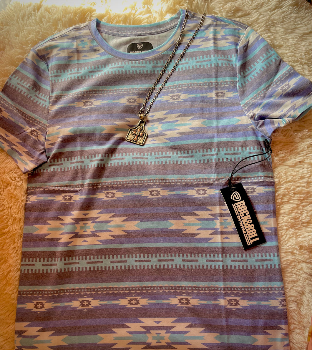 Rock & Roll Adult Sapphire Aztec Tee