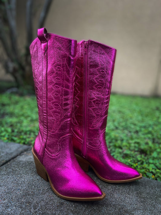 Fuchsia Metallic Boots