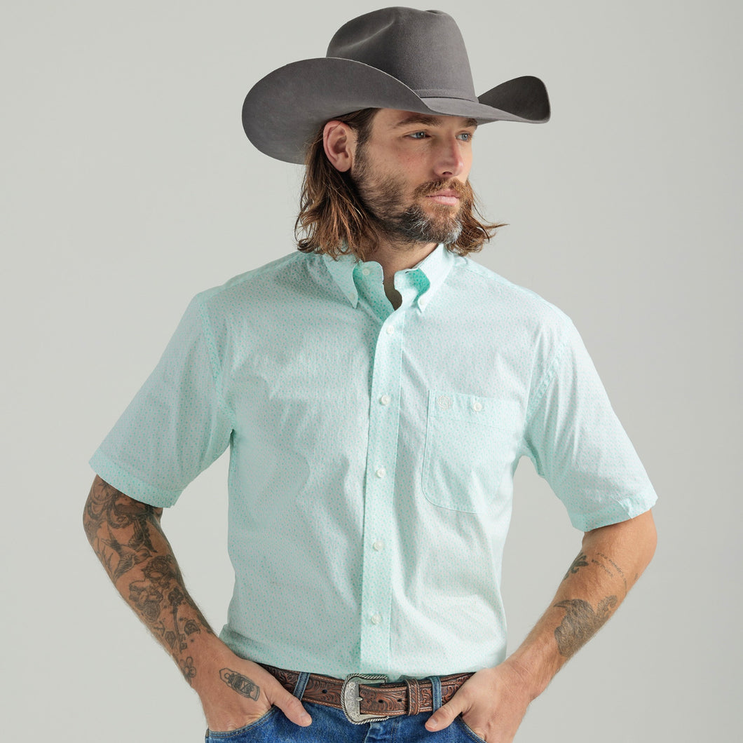 Wrangler George Strait SS Turquoise & White Button Up