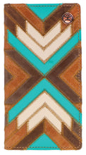 Load image into Gallery viewer, Montezuma Rodeo Hooey Wallet Brown/Turquoise w/ Patchwork
